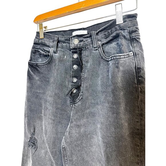 Boyish “Mikey” High-Rise Wide-Leg Jeans • Raw Hem Black Wash • Size 26 - Picture 3 of 13